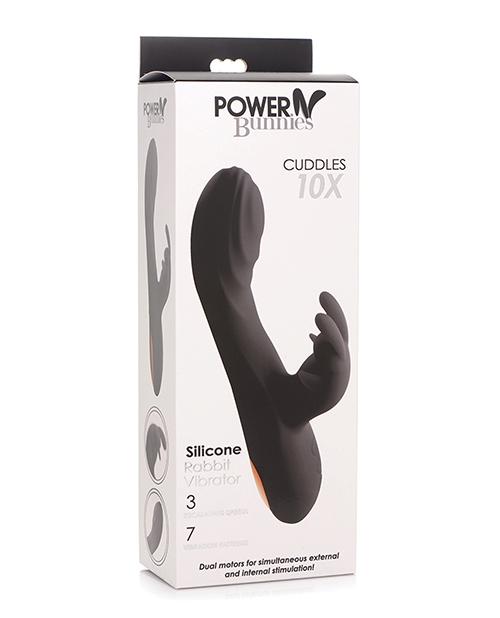 Shop Curve Toys Power Bunnies Cuddles 10x Silicone Rabbit Vibrator - Black online