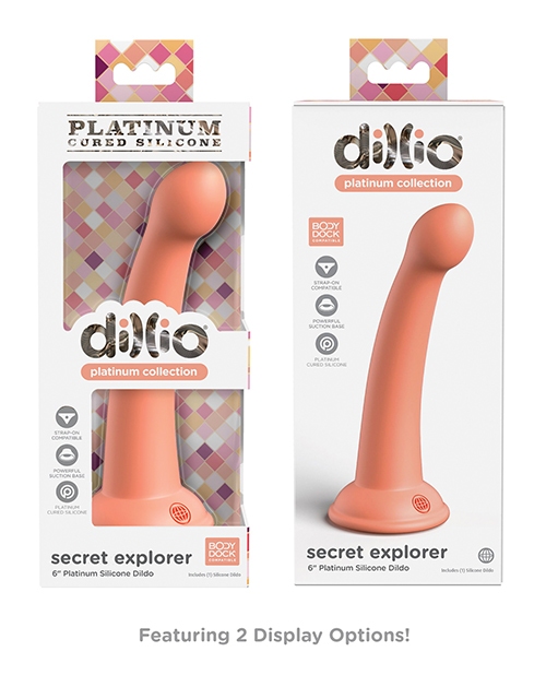 Shop Dillio Platinum 6" Secret Explorer Silicone Dildo - Peach