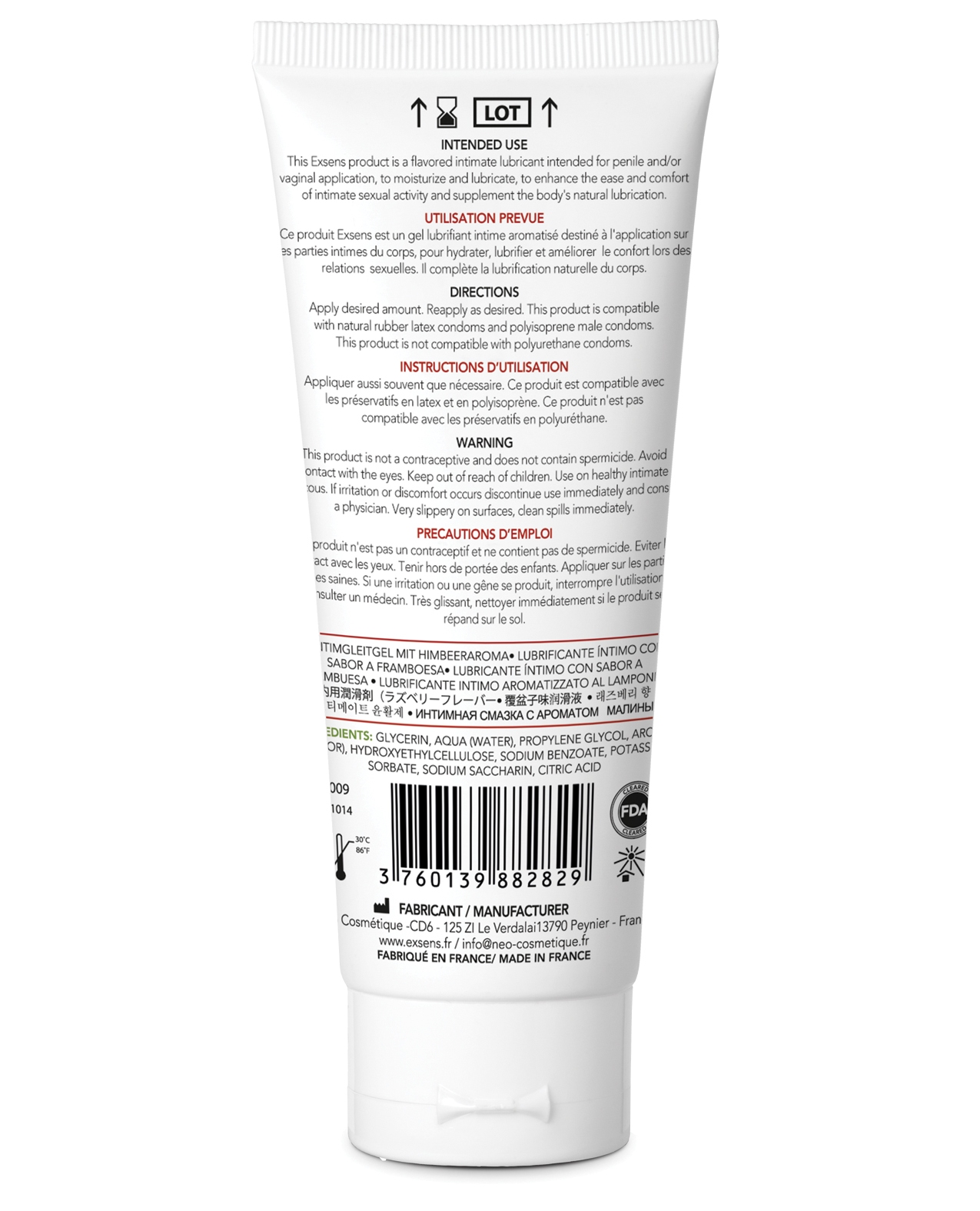 Order EXSENS of Paris Flavored Water Based Lubricant - Raspberry online