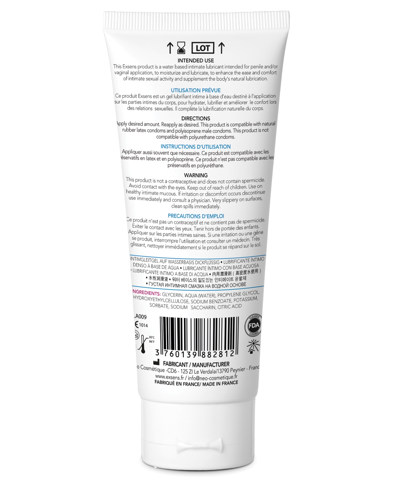 Order EXSENS of Paris Personal Water Based Lubricant - Pure Aqua online