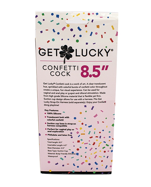 Order Get Lucky 8.5" Real Skin Confetti Cock - Multi Color online