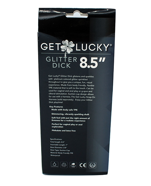 Order Get Lucky 8.5" Real Skin Glitter Dick - Clear online