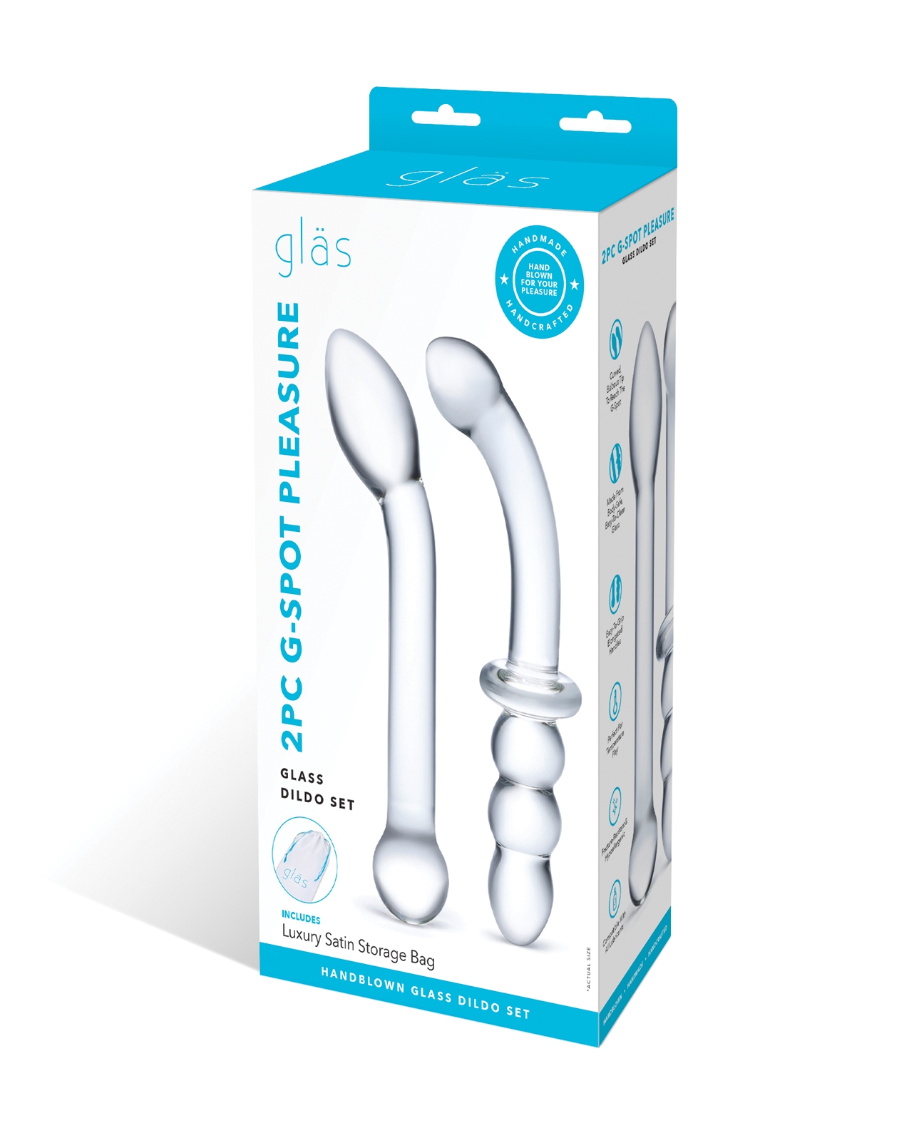 Shop Glas 2 pc G-Spot Pleasure Glass Dildo Set - Clear online