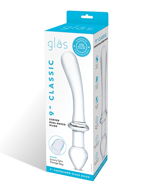 Shop Glas 9" Classic Curved Dual Ended Dildo - Clear online