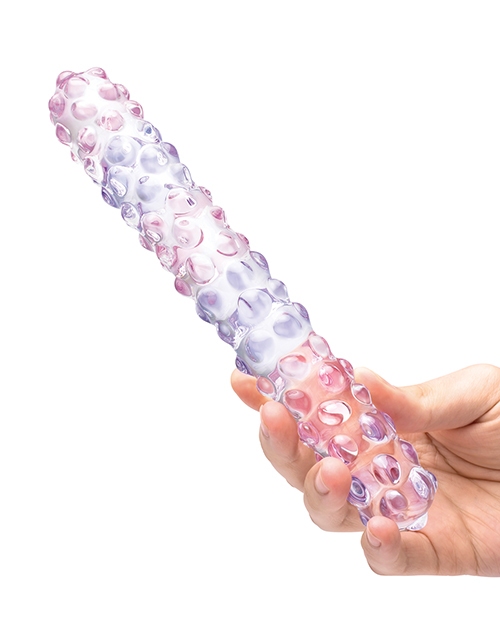 Buy Glas Glas 9" Purple Rose Nubby Glass Dildo - Purple/Pink
