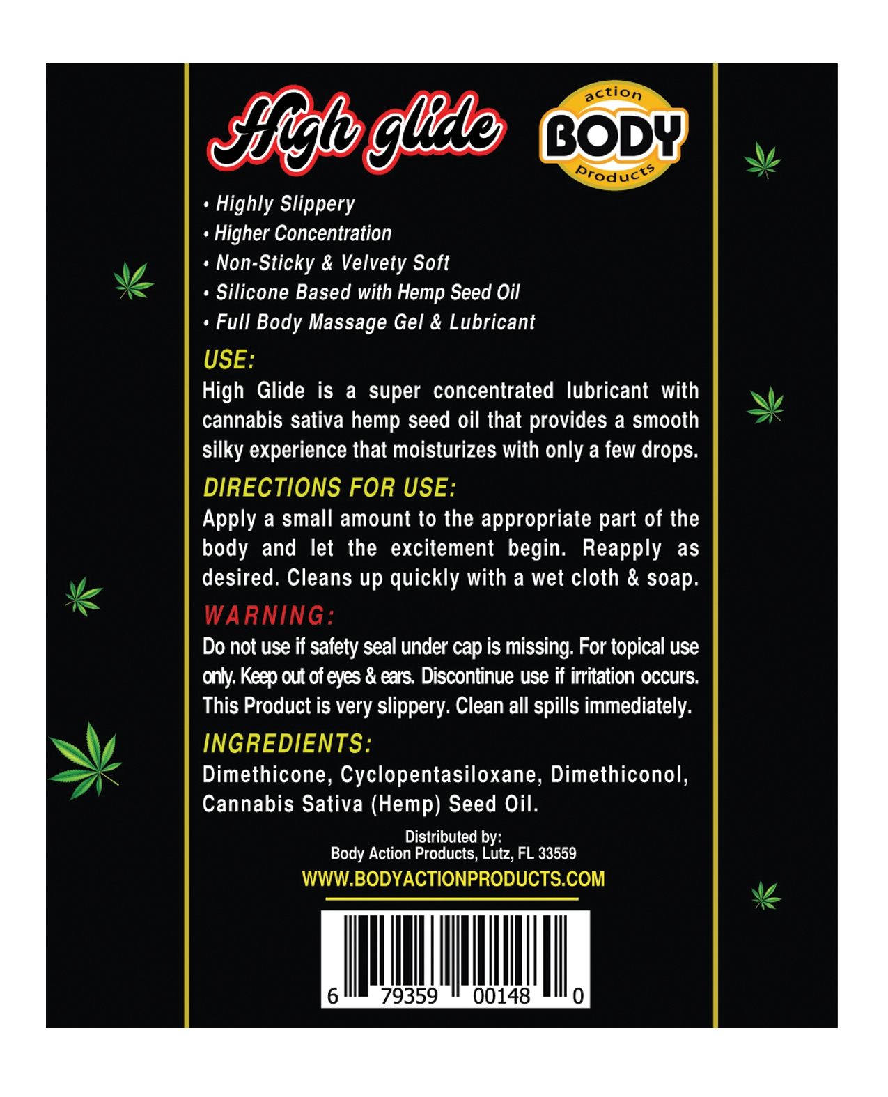 Order High Glide Erotic Lubricant - 2.3 oz Bottle online