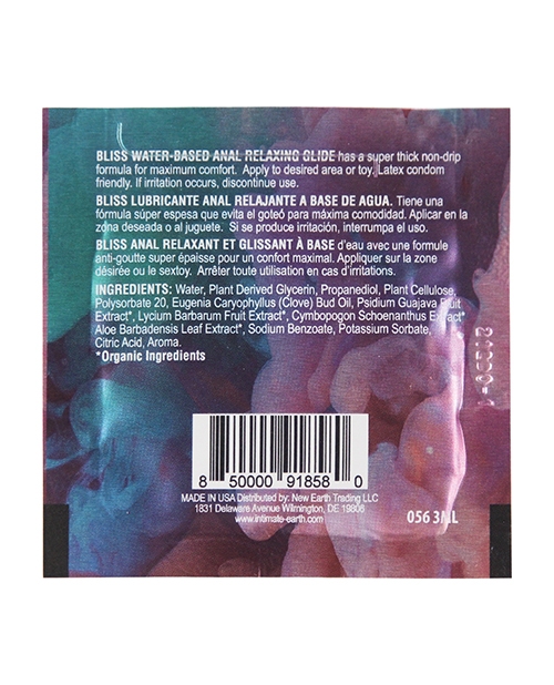 Order Intimate Earth Bliss Anal Relaxing Waterbased Glide - 3 ml Foil online
