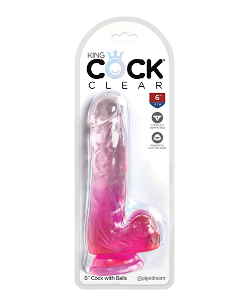 Shop King Cock Clear 6" Cock w/Balls - Pink online
