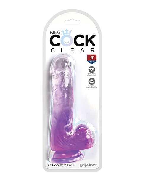 Shop King Cock Clear 6" Cock w/Balls - Purple online