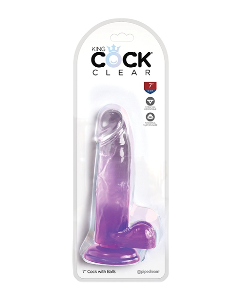 Shop King Cock Clear 7" Cock w/Balls - Purple online