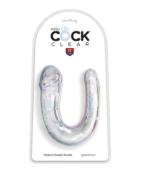 Shop King Cock Clear Medium Double Trouble Dildo - Clear online