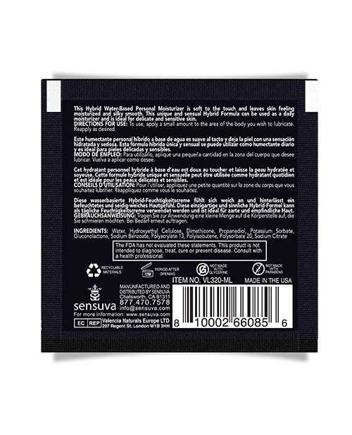 Order Sensuva Hybrid Personal Moisturizer Single Use Packet - 6 ml Unscented online