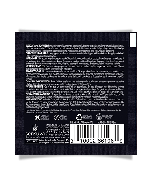 Order Sensuva Natural Water Based Personal Lubricant Single Use Packet - 6 ml Cotton Candy online