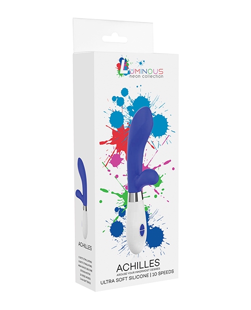 Shop Shots Luminous Achilles Silicone 10 Speed Rabbit Vibrator - Royal Blue online