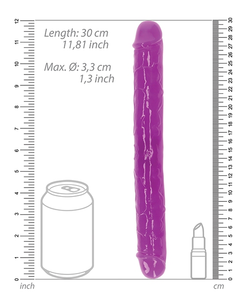 Shop Shots RealRock 12" Double Dong Glow in the Dark - Neon Purple