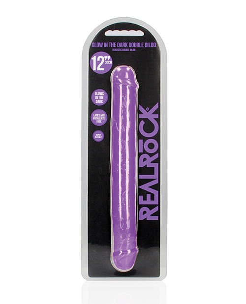 Shop Shots RealRock 12" Double Dong Glow in the Dark - Neon Purple online