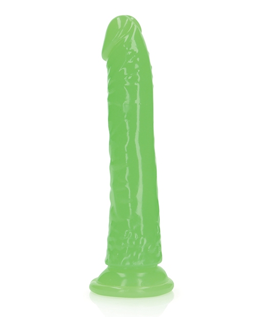Shots RealRock 7" Slim Dildo Glow in the Dark - Neon Green for sale