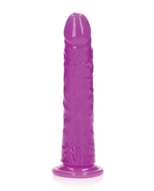 Shots RealRock 9" Slim Dildo Glow in the Dark - Neon Purple for sale