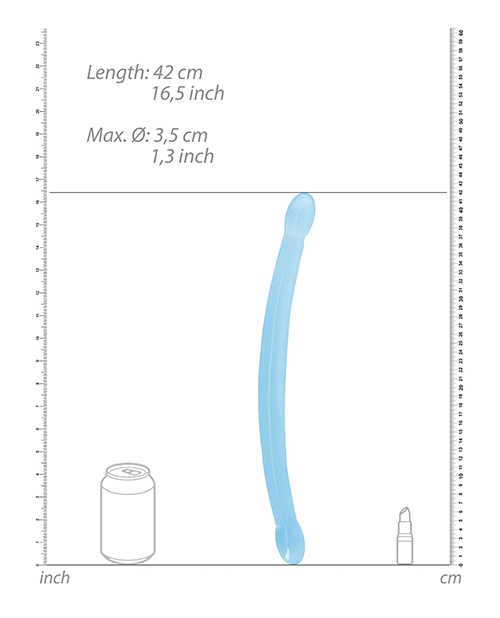Buy RealRock Shots RealRock Crystal Clear 17" Double Dildo - Blue