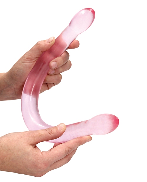 Shots RealRock Crystal Clear 17" Double Dildo - Pink for sale