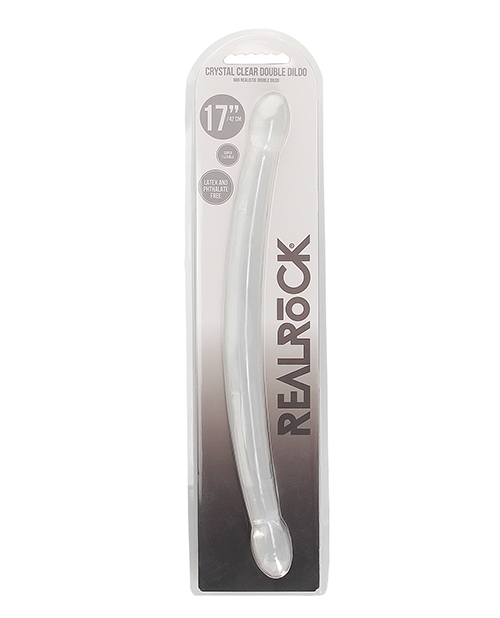 Shop Shots RealRock Crystal Clear 17" Double Dildo - Transparent online