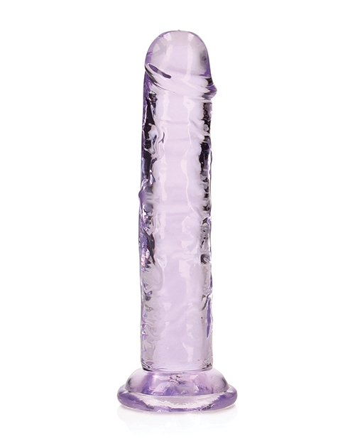 Shots RealRock Crystal Clear 6" Straight Dildo w/Suction Cup - Purple for sale