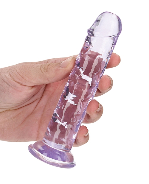 Buy RealRock Shots RealRock Crystal Clear 6" Straight Dildo w/Suction Cup - Purple