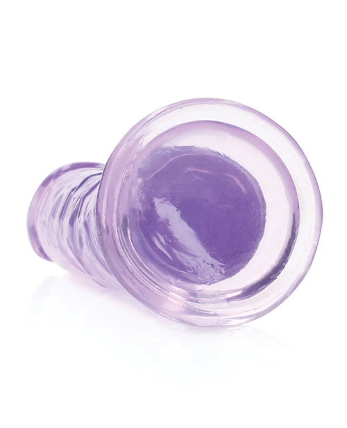 Shop Shots RealRock Crystal Clear 6" Straight Dildo w/Suction Cup - Purple