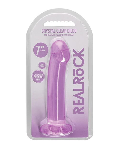 Shop Shots RealRock Crystal Clear 7" Dildo - Purple online