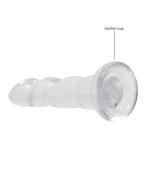 Shots RealRock Crystal Clear 7" Rippled Dildo - Transparent for sale