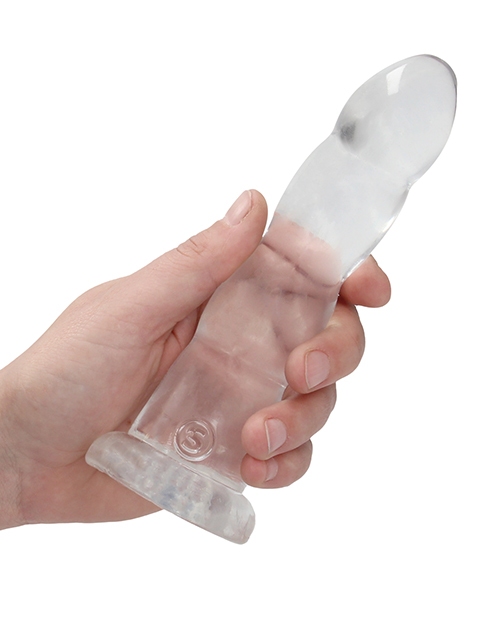 Buy RealRock Shots RealRock Crystal Clear 7" Rippled Dildo - Transparent