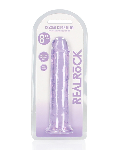 Shop Shots RealRock Crystal Clear 8" Straight Dildo w/Suction Cup - Purple online