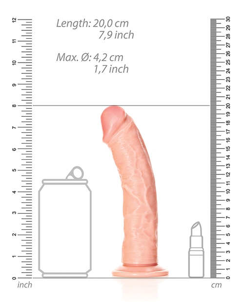 Shop Shots RealRock Realistic 7" Curved Dildo - Flesh