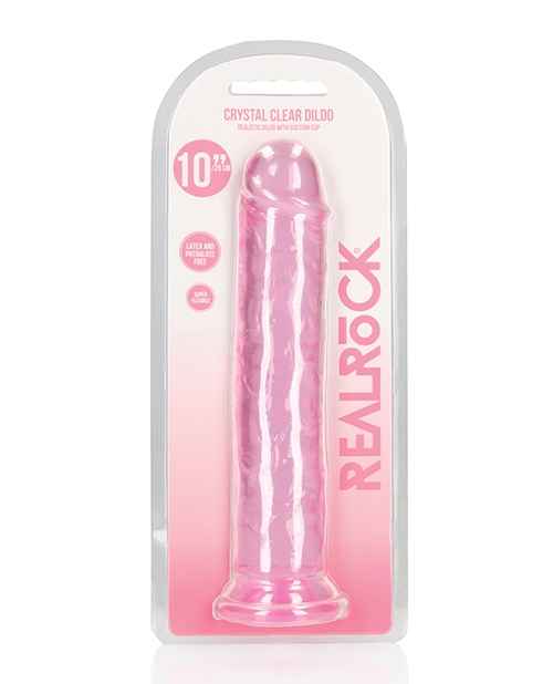 Shop Shots RealRock Realistic Crystal Clear 10" Straight Dildo - Pink online