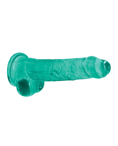 Shots RealRock Realistic Crystal Clear 8" Dildo w/Balls - Turquoise for sale