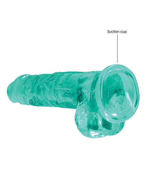 Buy RealRock Shots RealRock Realistic Crystal Clear 8" Dildo w/Balls - Turquoise