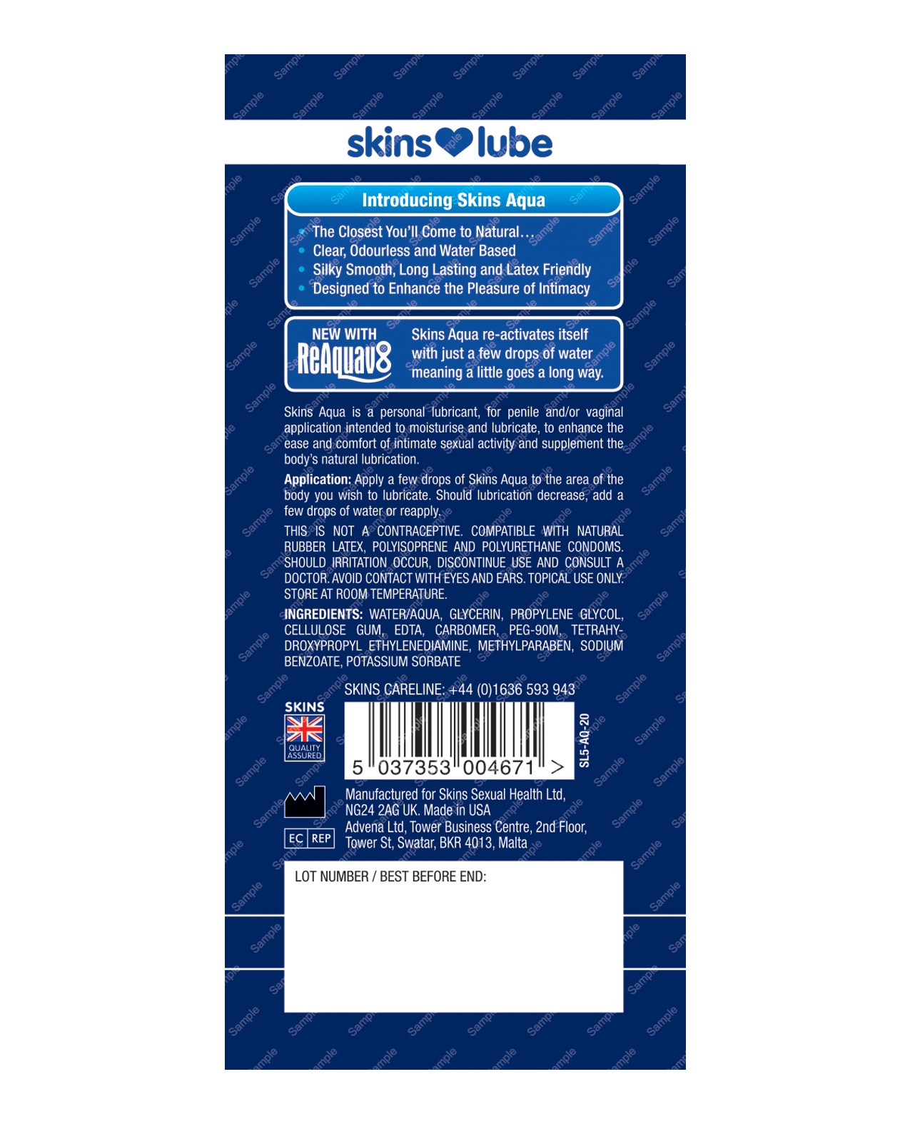 Order Skins Aqua Water Based Lubricant - 5 ml Foil online