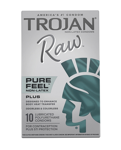Shop Trojan Raw Pure Feel Non-Latex Condoms - Pack of 10 online