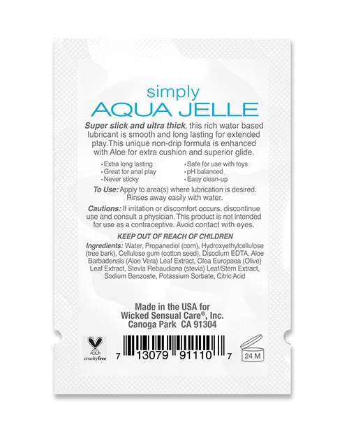 Order Wicked Sensual Care Simply Aqua Jelle Water Based Lubricant - .1 oz online