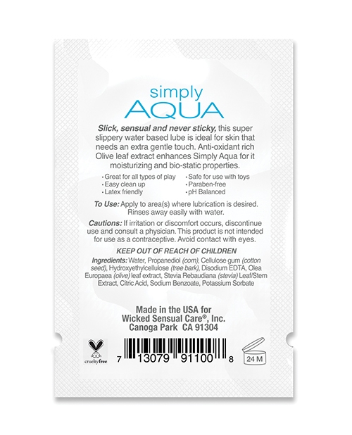 Order Wicked Sensual Care Simply Aqua Water Based Lubricant - .1 oz online