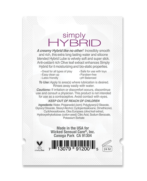 Order Wicked Sensual Care Simply Hybrid Lubricant - .1 oz online