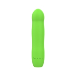 Green B Swish vibrator Bdesired Infinite Deluxe LE- Paradise shown in hand for scale