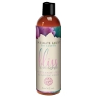 Bottle of 2 oz Water Based Lube Intimate Earth showing clean, lightweight formula