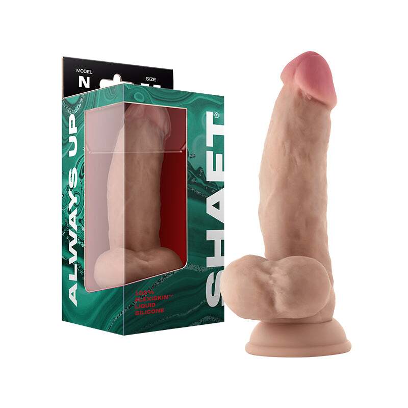7. 5 inch dildo by shaft in vanilla ivory beige shown for use by her or him