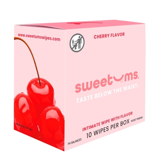 Sweetums Intimate Wipes Cherry Flavor intimate cleansers and personal cleansing care by Sweetums.