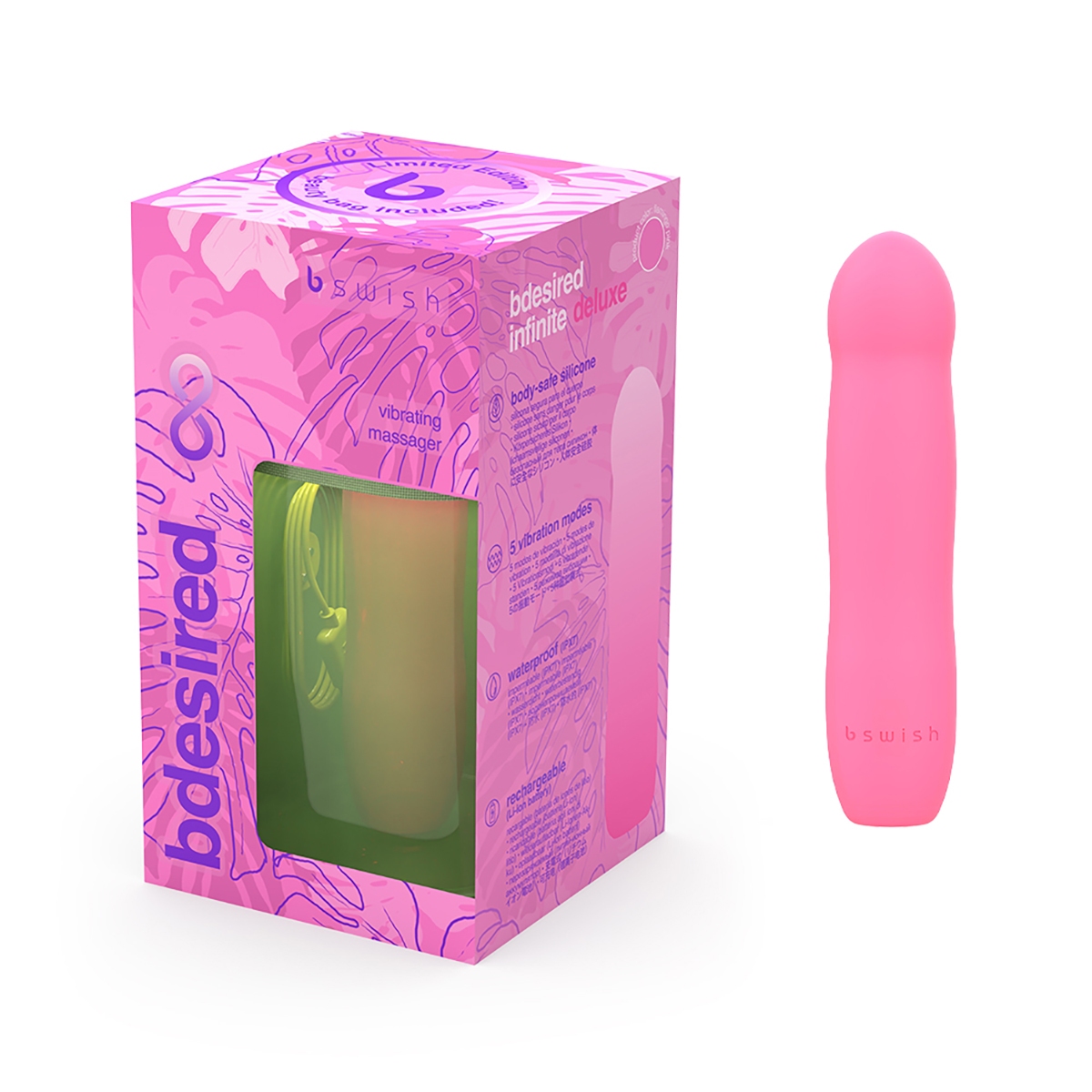 Product image of the Pink B Swish vibrator on clean background