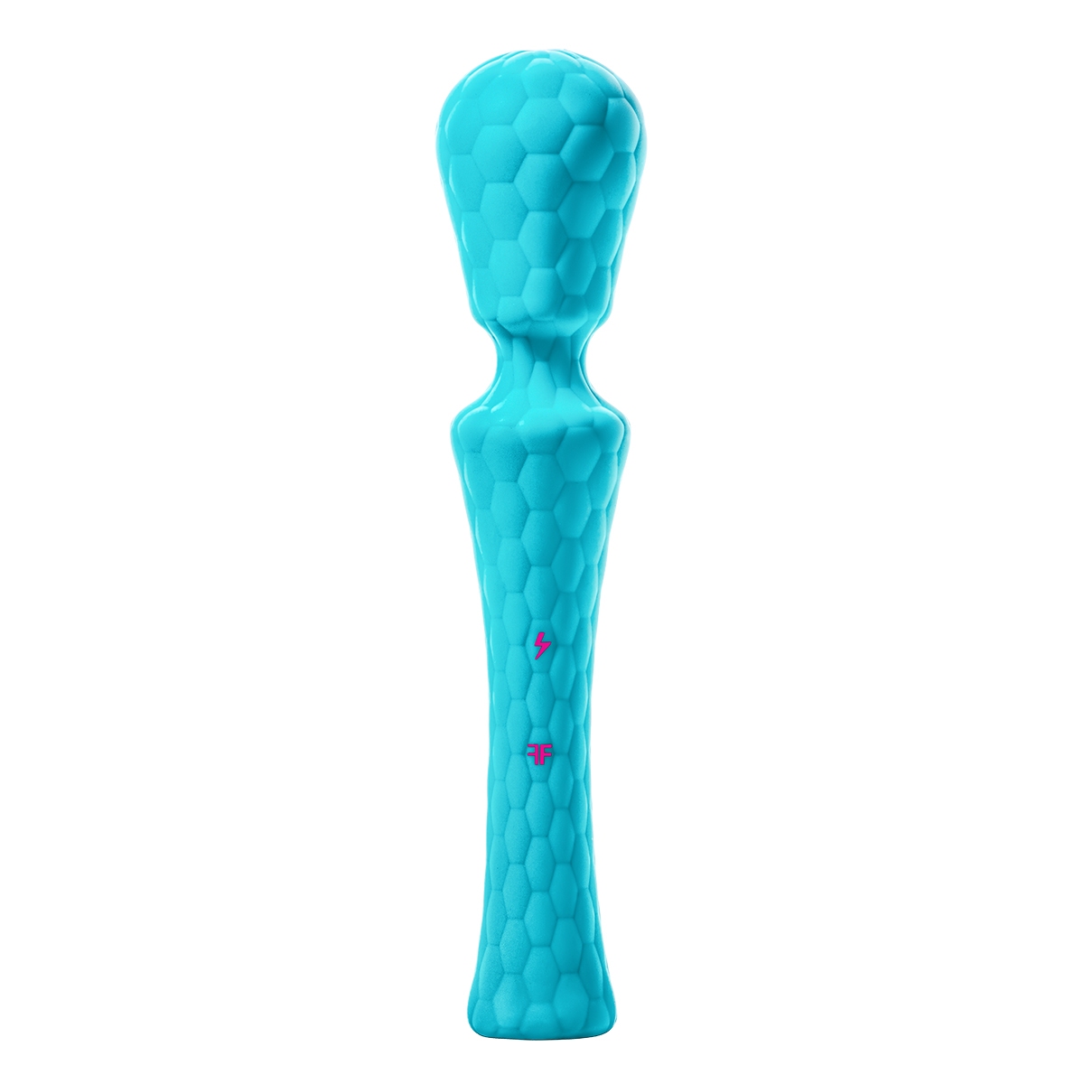 Turquoise Femme Funn vibrator Ultra XL shown in hand for scale