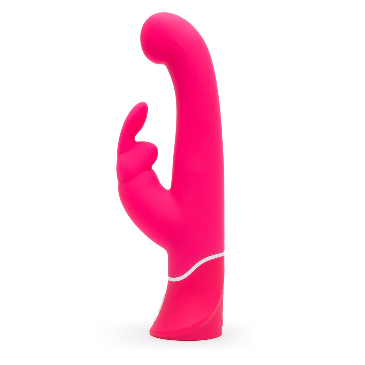 Angled view of the Pink Happy Rabbit vibrator designed for intimate use