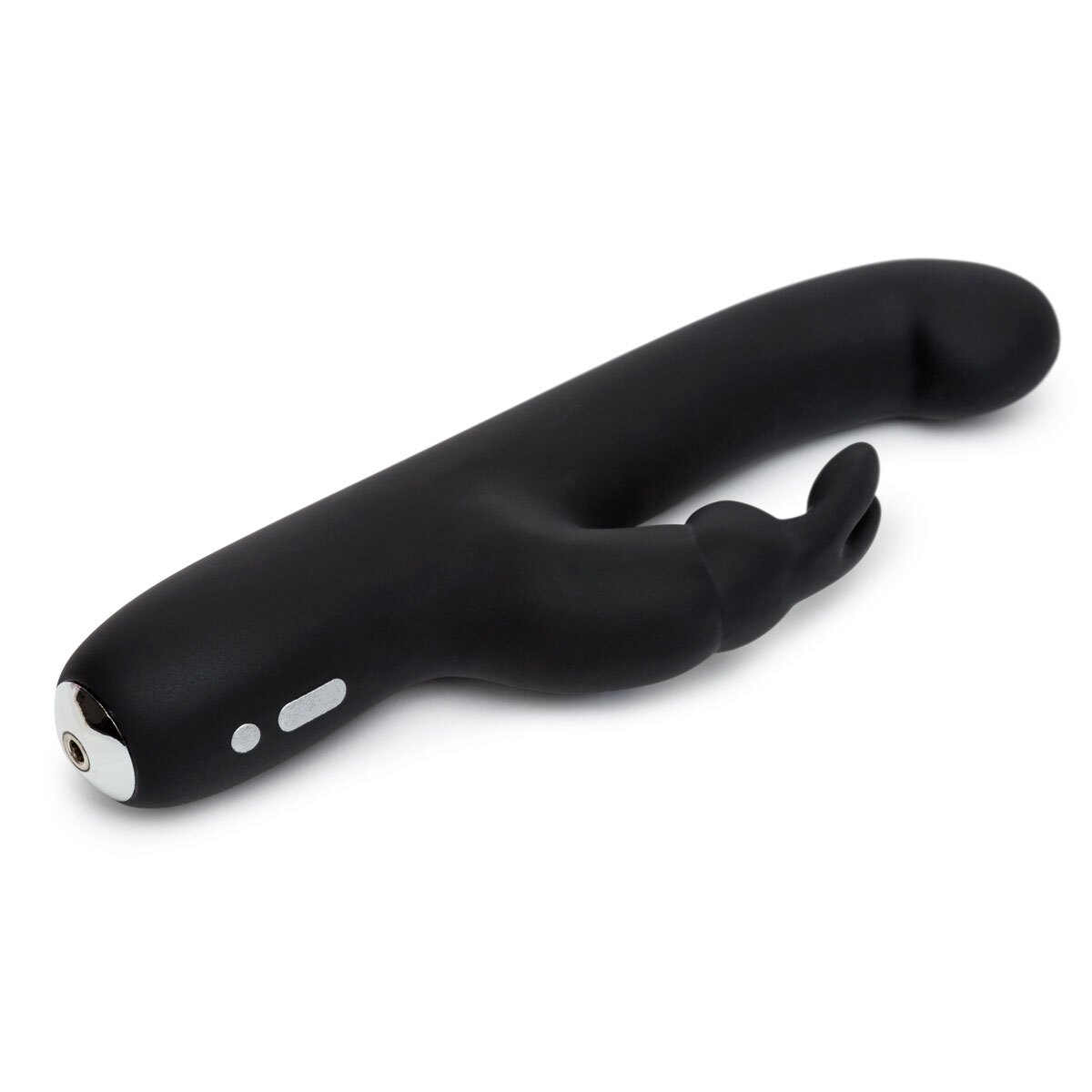 Close-up of the Black Happy Rabbit vibrator for texture detail