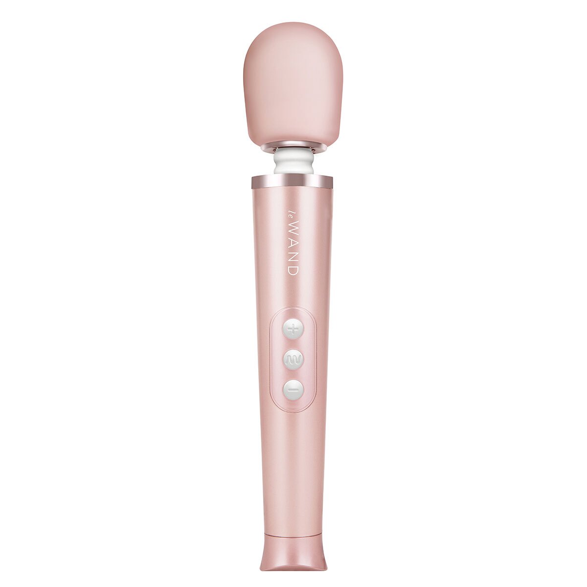 Rose Gold Le Wand vibrator Petite Rose shown in hand for scale